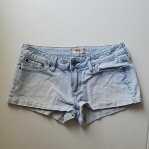 Y2K TILT Micro Shorts Juniors 3 Light Wash Denim Hot Pants Low Rise Cuffed